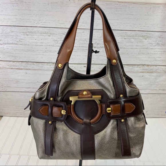 Salvador Ferragamo Pewter & Brown shoulder bag - Picture 3 of 15